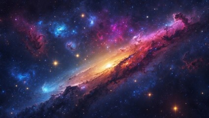 Fototapeta premium Colorful cosmic nebula and starry night sky