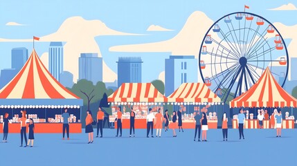  Vibrant Carnival Scene Amidst Urban Skyline