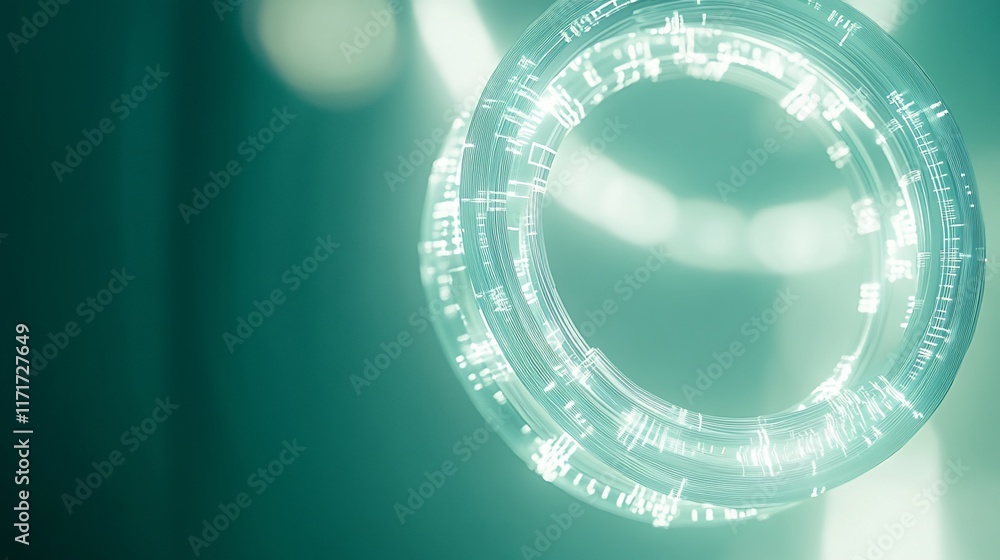 Poster glowing teal circular abstract technology design.