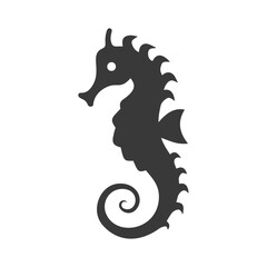Black silhouette vector illustration of a seahorse