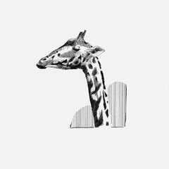 Obraz premium Giraffe Sketch with Line Art Design