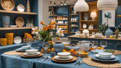 Fototapeta premium Interior decor and dinnerware display in shopping center