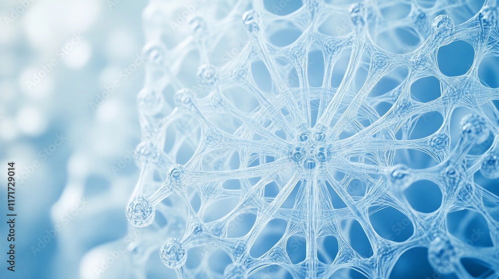 Poster Abstract blue sphere with intricate, interconnected nodes and lines, resembling a network or molecular structure.