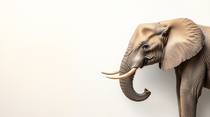 Obraz premium Elephant standing isolated against a white background showcasing its majestic features and details