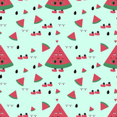 cheerful colorful pattern with watermelon slices