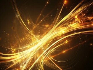 Fototapeta premium Golden Abstract Light Streaks and Glowing Particles
