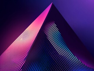 Abstract Pyramid Neon Lines Digital Art