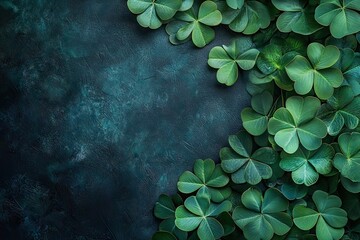 Clover leaves background. Dark green background with leaves. Natural texture