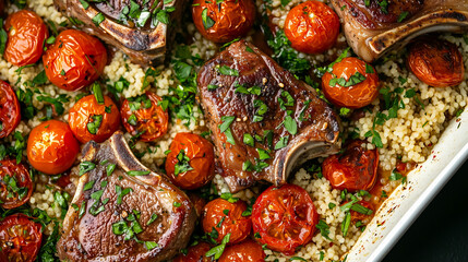 Lamb Chops with Tomatoes and Couscous