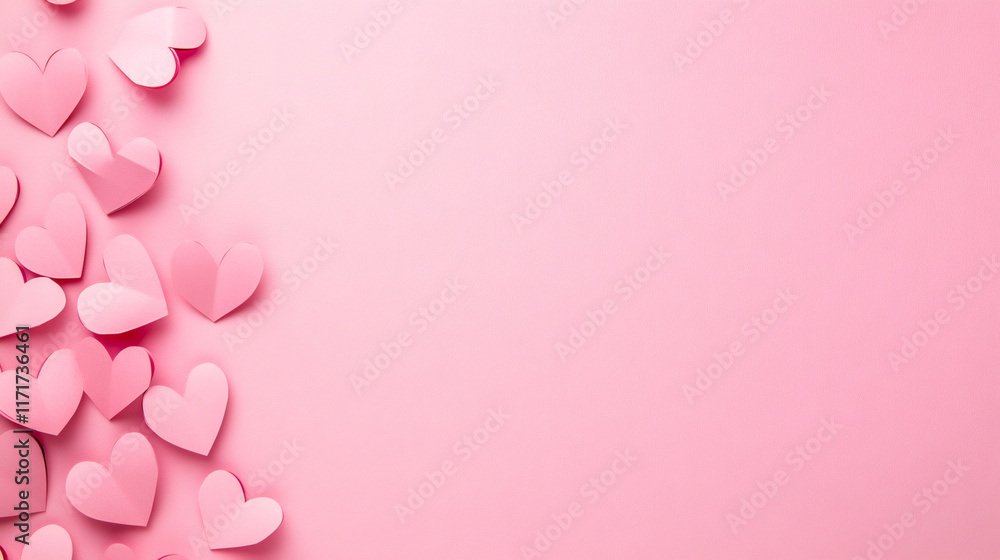 Aufkleber pink background adorned with paper hearts creating romantic valentine's day border design