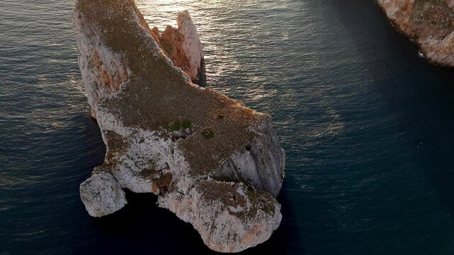 Aerial view of the Porto Flavia and Pan di Zucchero, Sardinia, Italy.