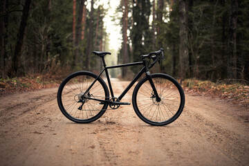 A bicycle resting on a forest path, surrounded by lush greenery and dappled sunlight, evoking a sense of tranquility and adventure. Ideal for themes of nature, solitude, and outdoor exploration