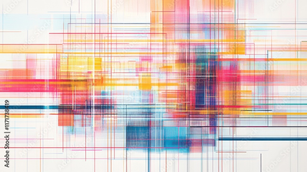 Poster abstract colorful lines and shapes background.