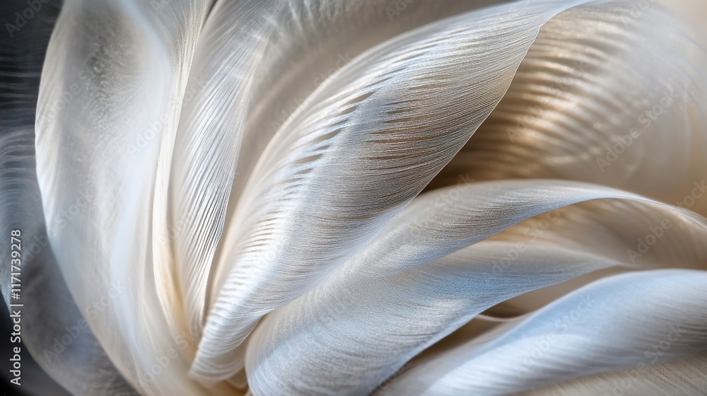 Poster abstract close-up of flowing, light beige fabric with subtle texture and light play.