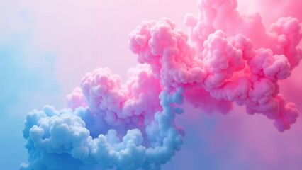 Fototapeta premium Colorful clouds create a vibrant backdrop at sunset with shades of pink and blue blending seamlessly in the sky. Generative AI