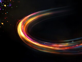 Abstract Colorful Light Trails Swirling in Dark Space