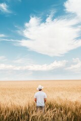 Vast horizons embodying the tranquil spirit of an agronomist in a golden field