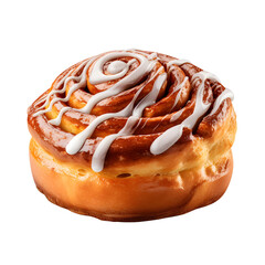 Cinnabon bun with cream on transparent background