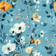 Summer floral seamless pattern. Elegant hand-painted style wallpapers with blooming meadow flowers. Fashionable botanical background. Abstract floral texture. All-over design for decor, textile, print
