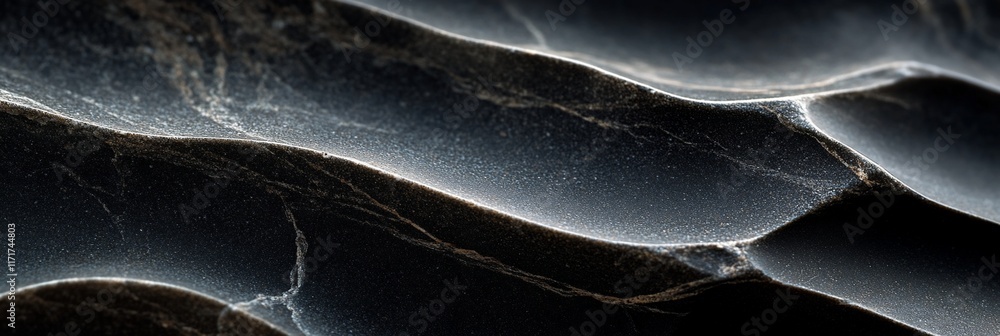 Poster Abstract dark textured background with wavy patterns and light highlights.