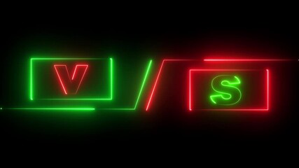 Vs title. Versus screen in neon style.. Neon banner Announcement of two fighters. Competition vs match game, martial battle vs sport. Vertical video vs versus neon frames loop versus vs animation  - Powered by Adobe