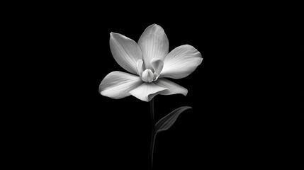 Fototapeta premium A single white orchid on a black background