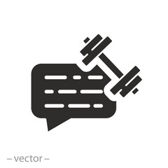 gym consultation, fitness feedback icon, advice trainer, flat symbol - vector illustration