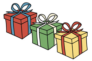 Four types of gift different color with white background