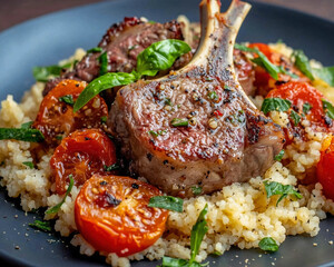 Lamb Chops with Tomatoes and Couscous