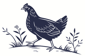 Generate a Hen silhouette vector art , clear and smooth line , with white background