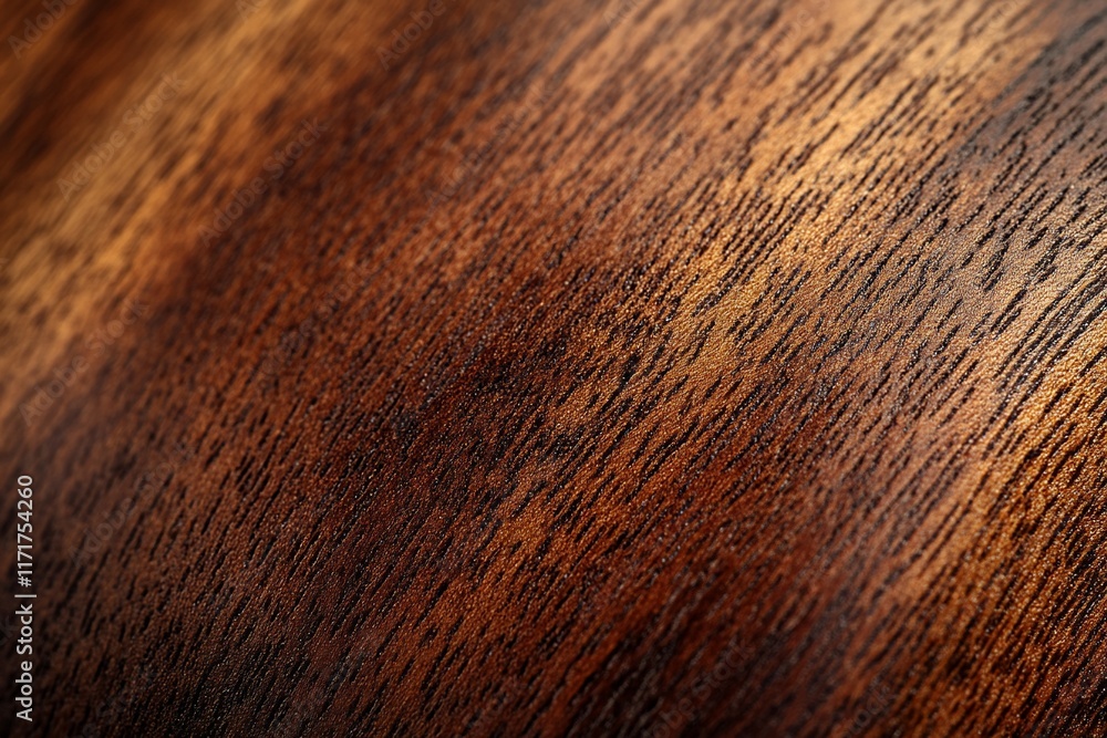 Poster close-up of rich, dark brown wood grain texture with subtle variations in tone and visible wood fibe