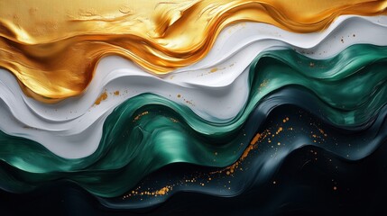 Fototapeta premium white, emerald green, jade, onyx black, metallic, gold and bronze colors, wavy pattern to create elegant interior design. background for creative projects, highlighting the beauty of marble textures