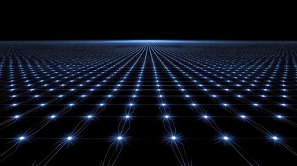 Obraz premium Abstract Grid Pattern Of Illuminated Nodes In Dark Space