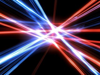 Abstract Red And Blue Light Streaks Abstract Art