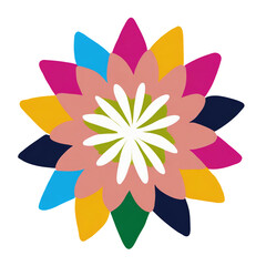 Bright Colorful Vector-Style Isolated Abstract Flower on Transparent Background | AI Generated image