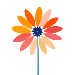 Bright Colorful Vector-Style Isolated Daisy Flower on Transparent Background | AI Generated image