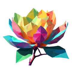 Bright Colorful Vector-Style Isolated Abstract Magnolia Flower on Transparent Background | AI Generated image