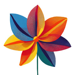 Bright Colorful Vector-Style Isolated Abstract Pinwheel Flower on Transparent Background | AI Generated image