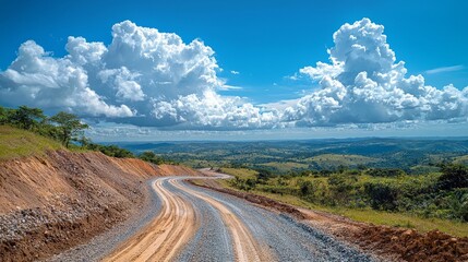 Scenic Dirt Road with Majestic Cloudy Sky