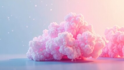 Fototapeta premium Soft pink clouds in a dreamy pastel background create a serene and calming atmosphere ideal for relaxation and inspiration during any time of the day. Generative AI