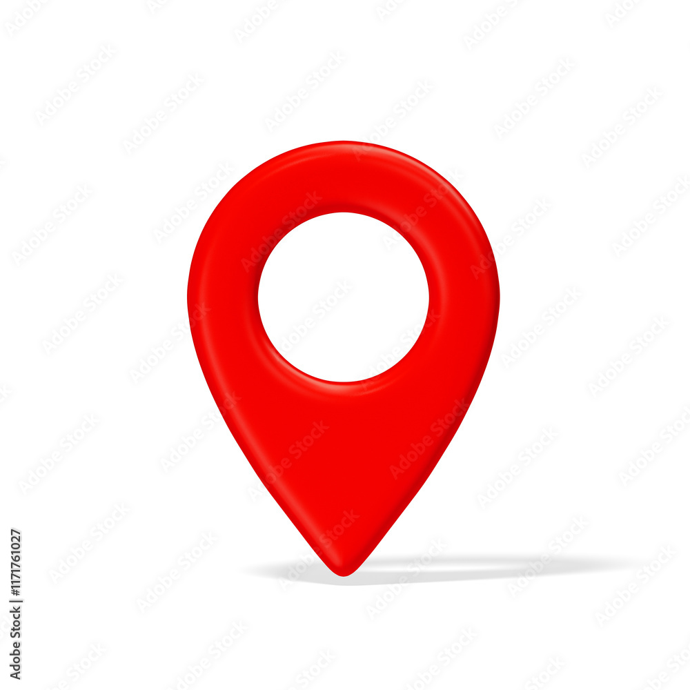 Aufkleber 3d red plastic map location pointer with shadow isolated on transparent background. destination pin 