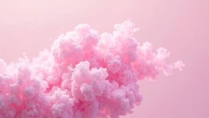 Fototapeta premium Vibrant pink clouds filling the sky at sunset create a magical and dreamy atmosphere over a serene landscape. Generative AI