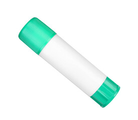 One glue stick isolated on white, top view