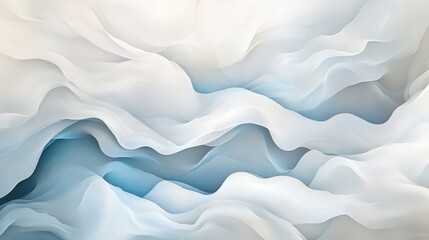 Fototapeta premium Abstract art of flowing white and blue fabric. Serene and elegant.