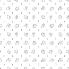 Cupcake with berries in doodle style. Seamless pattern. Vector illustration.