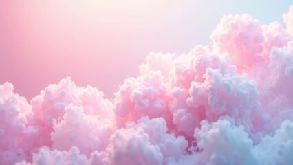 Fototapeta premium Beautiful pink clouds fill the sky at sunset, creating a serene and dreamy atmosphere above a tranquil landscape, inviting reflection and wonder in nature's artistry. Generative AI