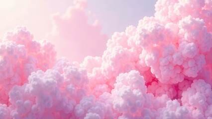 Fototapeta premium Beautiful pink clouds drift gently in a serene sky at sunset, creating a dreamy atmosphere perfect for reflection and enjoyment of nature's beauty. Generative AI
