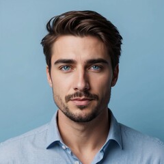 Fototapeta premium Portrait Photo of Pretty Handsome Man on Colorful Background, Face Portrait on Colorful Background