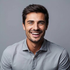 Obraz premium Portrait Photo of Pretty Handsome Man on Colorful Background, Face Portrait on Colorful Background