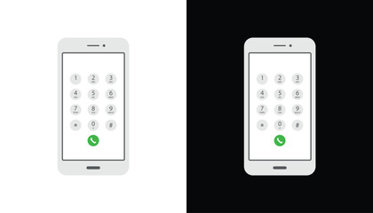 Smartphone dial keypad with numbers and letters. Interface keypad for touchscreen device. Dialing numbers phone on screen. Mobile phone keypad design. Light mode with white button Vector Illustration.